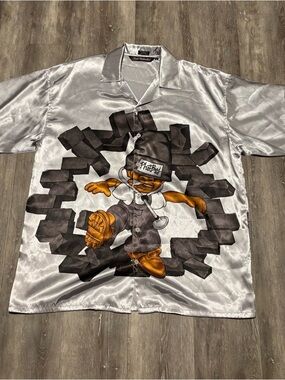 Vintage Seals Unlimited Button Up Shirt Mens XL Gray NYC Rap Hip Hop Street Y2K